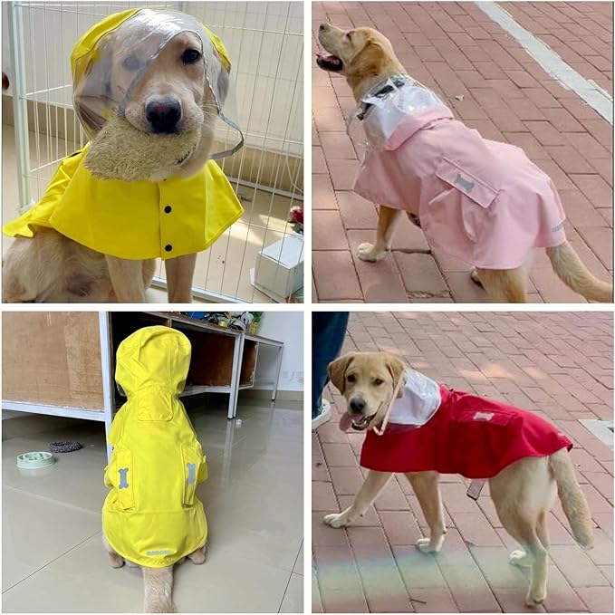 Dog Raincoat,Waterproof Rain Poncho with Hoodie, High Reflective Adjustable Pet Rain Jacket with Leash Hole for Small Medium and Large Dogs (Yellow Duck, Medium)