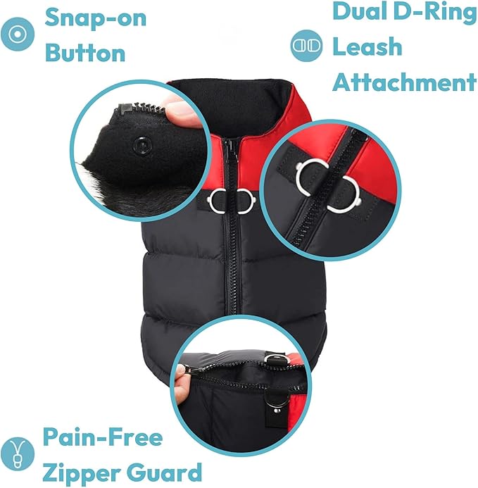 Gooby Padded Vest Dog Jacket - Purple, X-Small - Warm Zip Up Vest Fleece Jacket with Dual D Ring Leash Water Resistant for Small to Medium Dogs
