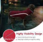 Malier Dog Winter Coat, Windproof Dog Cold Weather Coats with Real Pocket, Winter Extra Warm Pet Coat Fleece Jacket Reflective Clothes for Small Medium Large Dogs and Puppy (Red, Small)