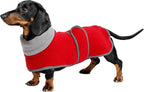 Geyecete Dachshund Sweaters for Dogs, Dachshund Coat Perfect Dog Winter Coat with Padded Fleece Lining and High Collar, Dog Snowsuit with Adjustable Bands - Red - M