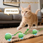 Interactive Cat Toy, 2025 New Interactive Rolling Cats Dog Toy Balls 360° Smart Automatic Rolling Pet Ball, Fast Moving Toy for Dog,Cat Ball Toy(Geen)