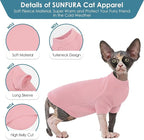 SUNFURA Turtleneck Sweater for Cat, Sphynx Cats Shirt Hairless Cat Sweaters with Sleeves, Warm and Soft Kitten Pullover Fleece Winter Pajamas Jumpsuit for Puppy Cats, Pink L