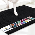 Muddy Mat® Original Dog Door Mat for Muddy Paws, Super Absorbent Microfiber, Non-Slip Washable Pet Rug, Quick Dry Chenille Entryway Carpet, Machine Washable Indoor Outdoor mat, Black 36"x120"
