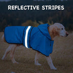 Fashion Hooded Dog Raincoat - Reflective Doggy Rain Jacket Lightweight Waterproof Dog Raincoats for Medium Dogs (Medium, Blue)