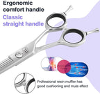 Professional Curved Thinning Scissors for Dog Grooming, 30-Degree Curvature, Japanese 440C for Trimming Dogs Cats and Other Pets face and paws (Pointy-tongued Blender)