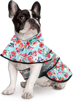 HDE Dog Raincoat Jacket Reflective Adjustable Hooded Pet Poncho Rain Coat with Leash Hole for Small to X-Large Dogs Turquoise - S