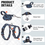 BEAUTYZOO Cat Harness and Leash Set Escape Proof for Walking, Kitten Soft Adjustable Vest Harnesses for Small Medium Large Cats, Easy Control Breathable Plaid Ribbon Nylon for Outdoor Indoor Use