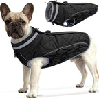 Dog Coat, Warm Dog Winter Coat for Small Dogs, Waterproof Jacket with Harness Built in, Reflective Turtleneck Cold Weather Coats with Zipper,Pet Fleece Vest Snow Jacket, Black S