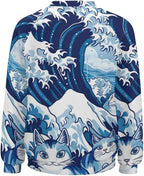 Womens Long Sleeve Tops Y2k Japanese Art Print Sweatshirts Fall Pullover for Women Crewneck Vintage Shirts Boho Tops
