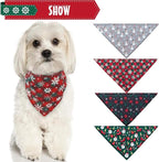 SCENEREAL Christmas Dog Bandana 4 Pack - Soft and Breathable Pet Triangle Scarf Bibs, Full of Chirstmas Element Patterns, for Dogs and Cats