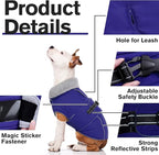 Lelepet Warm Dog Winter Coat Waterproof Dog Jacket with Adjustable Buckle & Leash Hole Reflective Pet Fleece Snowsuit Turtleneck Windproof Cold Weather Coats, Blue, XL