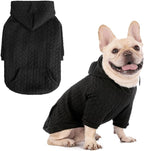 EXPAWLORER Textured Cable Knit Basic Dog Hoodie, Elevated Style Dog Sweater with Leash Hole and Pocket, Soft and Warm Pet Winter Coat, Cold Weather Clothes for Small Medium Large Dogs Cats,Black S