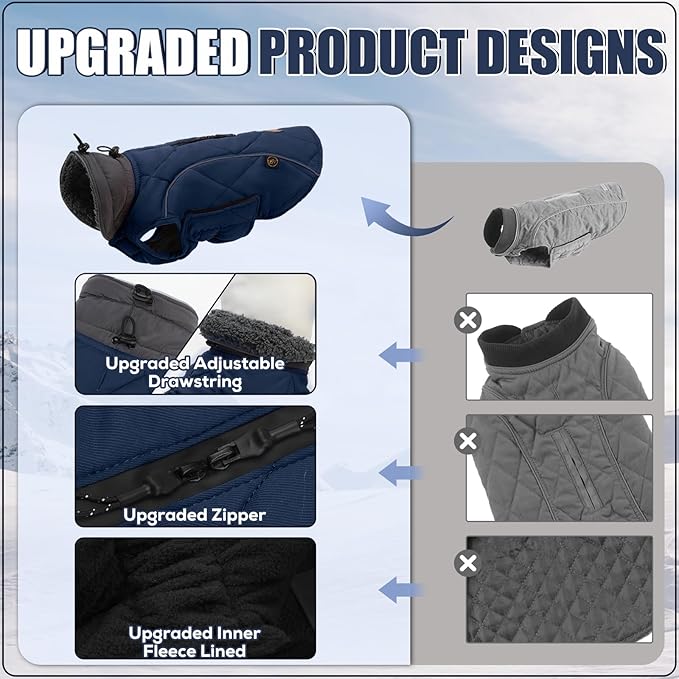 EMUST Dog Jackets, Small/Medium/Large Dog Coat for Winter, Pet Cold Winter Jacket for Large Dogs, Dark Blue, XL