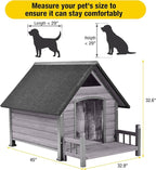 Dog House Outdoor,Dog Kennel Outside for Large Breed, Weatherproof Large Dog Shelter with Anti-Chewing Iron Frame (Grey-N, 45" D x 32.9" W x 32.6" H)