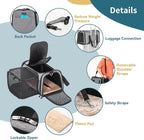 Petsfit Cat Carrier Airline Approved, 17 X11 X11 Soft-Sided Pet Carrier for Medium Cat/Small Dog with Extra Relax Space, Pet Privacy Protection, Fit for Travel, Gray