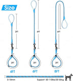 Detachable 2/5" Slip Lead, 4FT 6FT 8FT with Comfortable Silicone Handle Strong Rope Leash for Large Medium Small Dogs No Pull Highly Reflective Pet Training Leash (Blue-Black, 6FT)