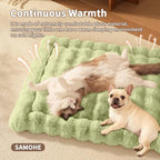 Cat Bed Plush Puppy Pad Mat with Non-Slip Bottom Faux Fur Kitten Beds for Carriers/Floor Dog Friendly 23 x 15 Inch Medium Green