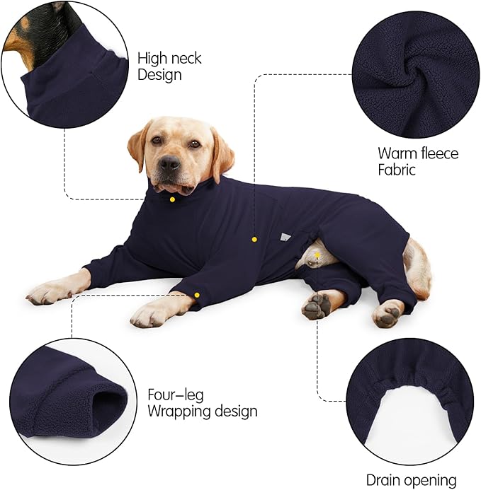 Fleece Dog Sweater for Small Medium Large Dog for Daily Run Walk Sleep Pet Winter Jacket & Windproof Clothes Coat Xs Navy Blue