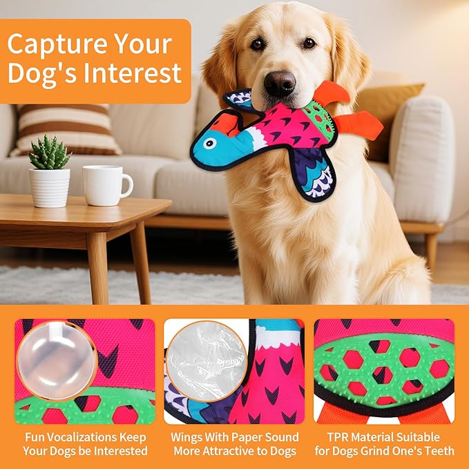 Interactive Squeaky Dog Toys,Crinkle Dog Toy to Keep Them Busy,Colorful Absurd Duck Dog Toys,Fun for Indoor Puppies,Chewing and Playing(Pink)