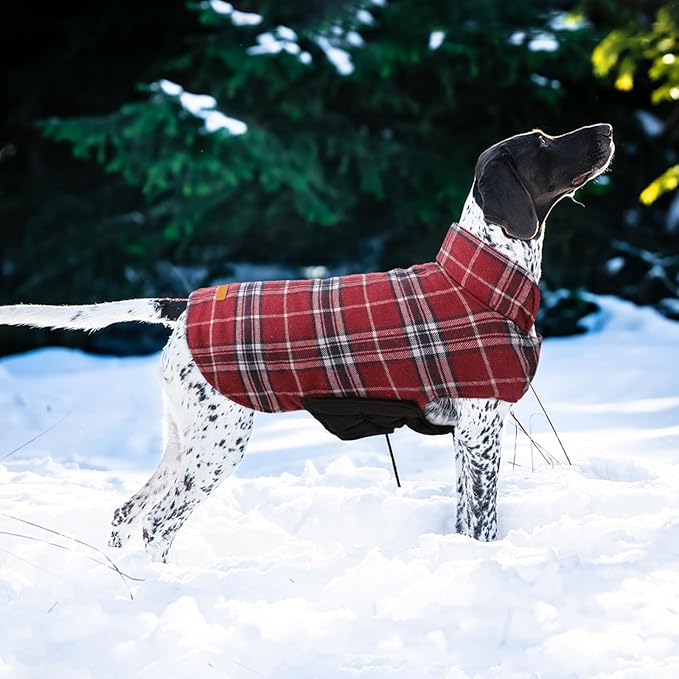 Kuoser Waterproof Dog Coat, Reversible Dog Jacket for Small Dogs, Adjustable Durable Doggie Winter Coat Warm Cozy Puppy Cold Weather Apparel from Small to Large Breed, Red S