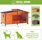 GUTINNEEN Extra Large Heated Dog House Insulated Dog Kennel Weatherproof Dog Shelter with Safe Heating Pad, Chew-Proof Metal Frame, Rotatable Spill-Proof Bowl for Large Dog Breeds, 60"L x 36"W x35.4"H