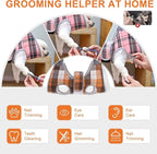BEAUTYZOO Dog Grooming Hammock Harness for Nail Trimming - Adjustable Pet Restraint Sling for Small Medium Large Dogs/Cats - Secure Hanging Holder for Nail Clipping & Grooming (Orange Thanksgiving)