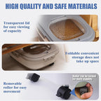 Collapsible Dog Food Storage Container, Airtight 30 35 Lbs Rice Cereal Flour Sugar Containers, Sealable Plastic 20 25 Pound Dog Pet Cat Bird Seed Kitchen Pantry Holder Bin Bucket with Rolling Wheel
