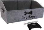 Large Dog Toy Basket Collapsible Dog Toy Box Fabric Trapezoid Dog Toy Bin Storage for organizing pet Toys/Blankets/leashes/Rope Toys/Clothing-Can be Personalized-Gray