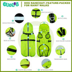 Dog Raincoats for Large Dogs with Hood, Waterproof Dog Rain Jacket with Adjustable Built-in Harness & Back Zipper, Reflective Strip, for Rainy Walks, Muddy Roads - Fluorescent Green XXXL