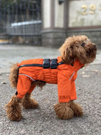 Dogs Waterproof Jacket, Lightweight Waterproof Jacket Reflective Safety Dog Raincoat Windproof Snow-Proof Dog Vest for Small Medium Large Dogs Orange M