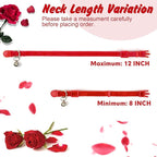 azuza 2 Pack Cat Collar Floral with Bell and Removable Flower Bowtie Breakaway Adjustable Velvet Fabric Cat Collar for Pets and Daily Decoration，Wine Red & Rose Pink