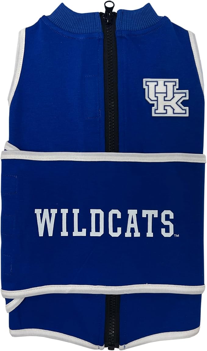 NCAA Kentucky Wildcats Dog Anxiety Shirt Calming Soothing Vest for Dogs Cats with Anxiety, Fears, Fireworks, Loud Noises, Dark, Lonely Keeps Dogs Calm & Feeling Safe, Relaxing Jacket, Small