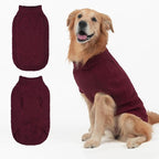 Mihachi Turtleneck Dog Sweater - Winter Coat Apparel Classic Cable Knit Clothes with Leash Hole for Cold Weather, Ideal Gift for Pet in New Year Wine Red ML