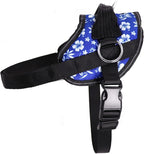 Bark Appeal Blue Hibiscus No-Pull Dog Harness for Extra Large Sized Pets – Adjustable, Reflective Vest with 3 Leash Clips for Added Control, Easy Walks & Training – XXL