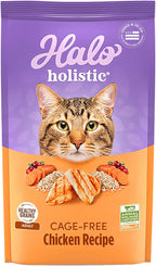 Halo Holistic Cage Free Chicken Cat Food, Healthy Grains Dry Cat Food, Complete Digestive Health, Kibble for Adult Cats, 3 lb Bag