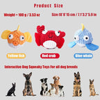 Squeak Dog Toys for Aggressive Chewers, No Stuffing Squeak Dog Chew Toys for Aggressive Chewers, Interactive Dog Toy Ball with Crinkle Paper for Medium Dogs, Large & Small Breeds (B-Blue Whale)