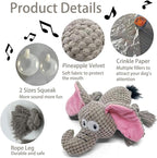 AIMETING Dog Toys, Durable Dog Chew Toys, Dog Squeak Toy with Fun Crinkle Paper, Plush Toys Suitable for Small, Medium, Large Dogs (Elephant)