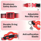 Airtag Cat Collar with Bells and Bowtie -Safety Elastic Band Kitten Collar for Apple Air Tag Holder- Cute GPS Cat Tracker Collars for Girl Boy Cats and Puppies, Adjustable 8"-12" Red