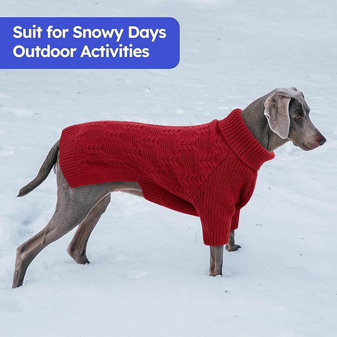ASENKU XXXXL Dog Sweaters for Large Dog Girls Boys, Pullover Turtleneck Knitted Big Doggie Sweatershirt for Female Male, Doberman Great Dane Sweater for Extra-Large Breed Dogs, Red 4XL