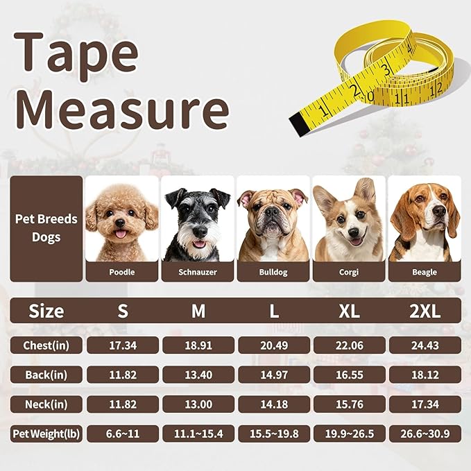 Dog Winter Coat for Small & Medium Dogs (Up to 31lb), Waterproof Dog Coat with Harness, Puppies Windproof Puppy Puffer Jacket, Snowsuit for Dachshund,Frenchie, Corgi (Classic Brown, 2XLarge)