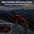 Lelepet Warm Dog Coat - Reflective Waterproof Fleece Vest with Adjustable Buckle Hook & Loop, Windproof Winter Jacket Dog Coats for Small Medium Large Dogs, Red, L