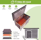 GUTINNEEN Extra Large Heated Dog House Outdoor Weatherproof Insulated Dog House XL Dog Kennel with Thermostat-Controlled Heating Pad, Thermal Liner, Chew-Proof Metal Frame for Large Dogs (Grey)