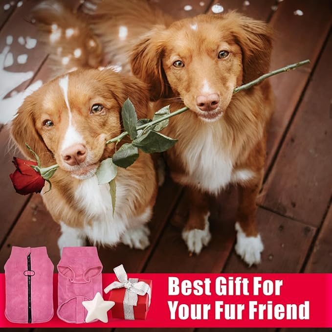 Idepet Dog Fleece Vest Sweater Zip Up Warm Pullover Dogs Jacket with D-Ring Leash Winter Cold Weater Coat Pet Sweatershirt Clothes Hoodie for Small Medium Dogs Boy Girl (Rose Red, XXL)