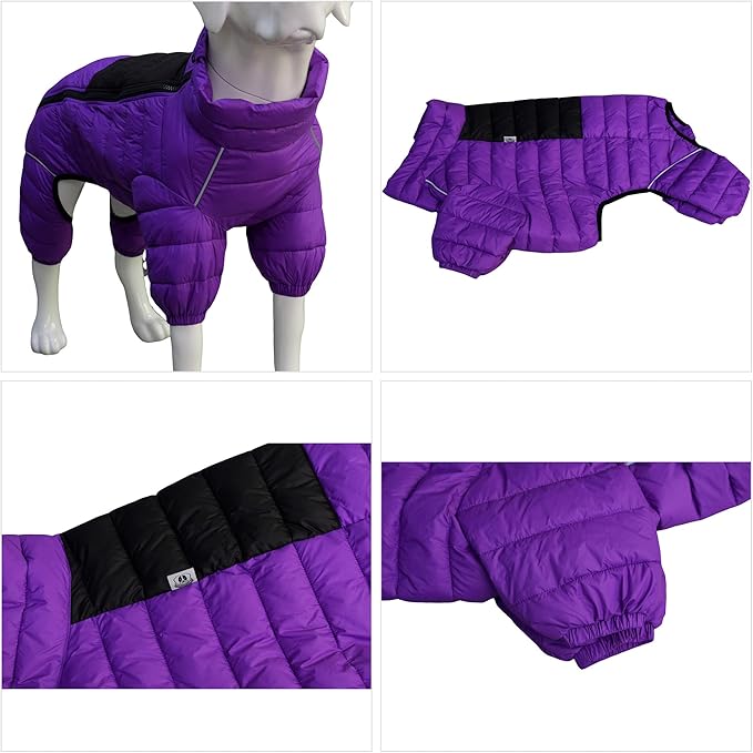 PetsPal Dog Warm Jacket, Waterproof Zippered Adjustable Outdoor Snow Jacket, Reflective & Windproof - Purple, S - Small/Medium/Large Dogs