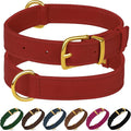 Leather Dog Collar - Heavy Duty Adjustable Soft Padded Pet Collars for Small Medium Large Dogs Breed - Black Green Brown Pink Red Blue (Red, XL, 19"-24" Neck Fit)