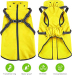 Mosucoirl Dog Raincoat Waterproof Doggie Hoodie Reflective Dog Raincoat Hooded Adjustable Rain Jacket for Small Medium Large Dogs Puppies Doggie (Yellow, M)