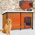 Aivituvin Heated Dog House Outdoor Extra Large 59" Dog Kennel with Insulation Liner Strong Iron Frame Construction Pet Cage with Insulted Liner Keep Warm in Winter Weatherproof Design, Heater Include