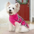 PUPTECK Dog Sweaters for Large Medium Small Dogs - Fall Classic Plaid Style Puppy Holiday Winter Coat Clothes Warm, Fuschia, ML