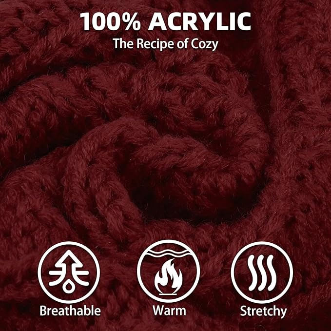 PUPTECK Dog Sweater, Turtleneck Warm Knitted Pullover Coat, Thick Cable Knitwear Clothes in Winter, Pet Apparel Outfits for Large Dogs, for Cold Weather Indoor & Outdoor, Deep Red L
