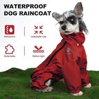 PINA Dog Raincoat, Waterproof Dog Rain Jacket with Hood, Lightweight Dog Rain Coat with Leash Hole, Dog Poncho with Reflective Strap and Pocket for Wet Weather, Full Wrap Design for Full Protection